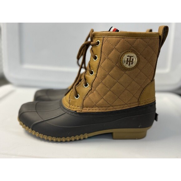 Tommy Hilfiger Boots Womens 8M Russel Duck Beige Leather Lace Up Casual Ankle - Picture 7 of 7